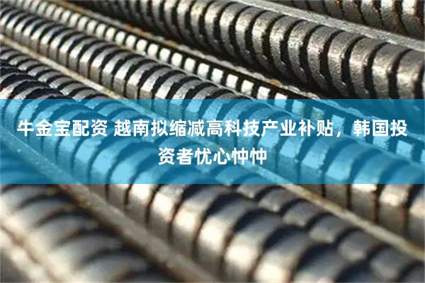 牛金宝配资 越南拟缩减高科技产业补贴，韩国投资者忧心忡忡